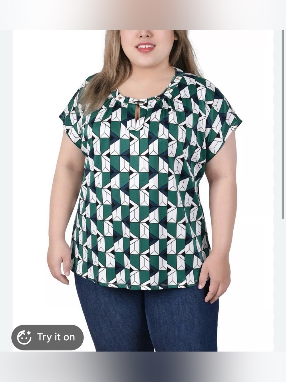 NY Collection Plus Size Extended Sleeve Top with Grommets